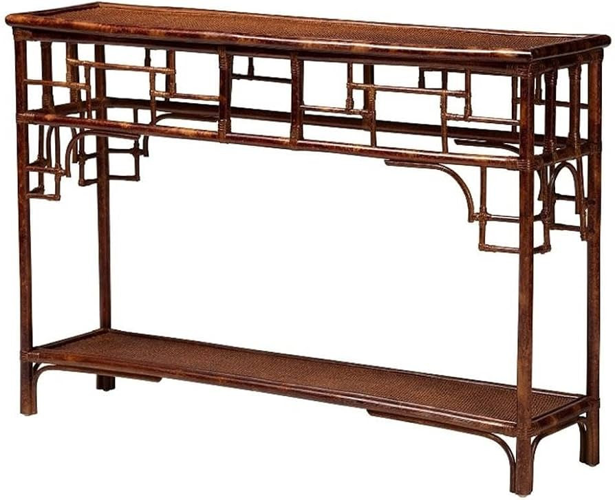 bali & pari Sebalio Tortoise Natural Rattan Console Table with Open Shelf | Amazon (US)