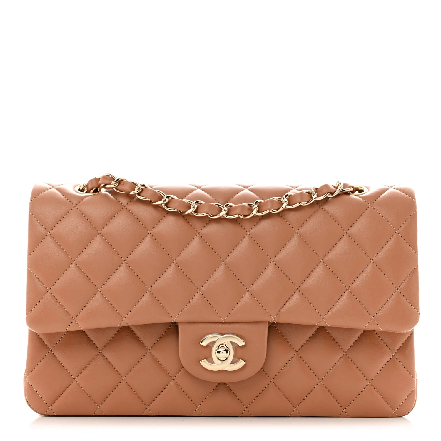 Chanel Lambskin Quilted Medium Double Flap Brown 1715009 | FASHIONPHILE (US)