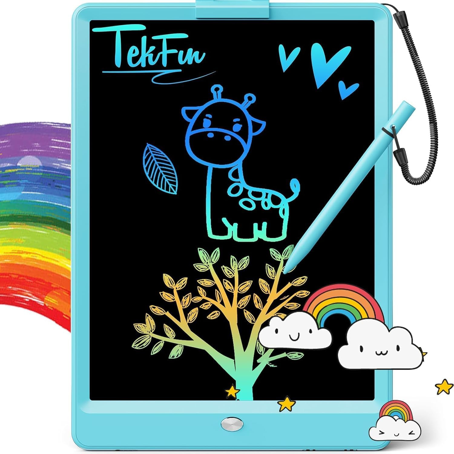 TEKFUN LCD Writing Tablet for Kids, 10-inch Coloring Drawing Pad, Mess Free Doodle Board, Airplane Travel Toys for Boys and Toddlers, Road Trip Essentials, Gifts for 3 4 5 6 7 8 Year Old Girls(Blue) | Amazon (US)