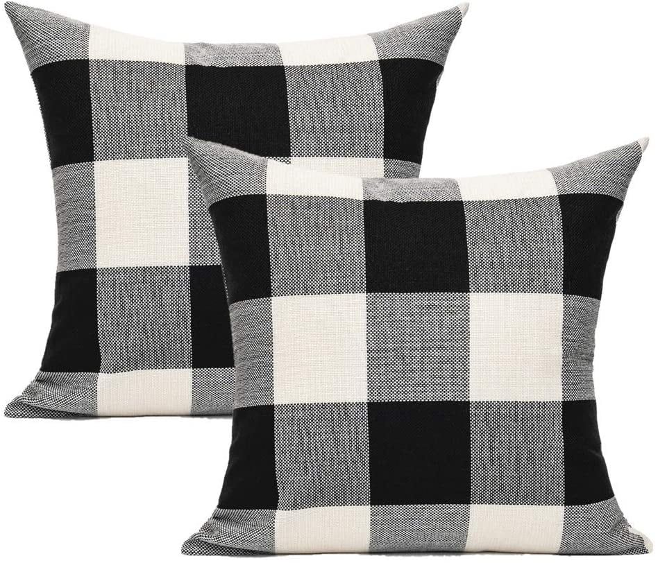 Black White Buffalo Plaids Decorative Throw Pillow Covers Outdoor Fall Farmhouse Retro Boho Cushi... | Walmart (US)