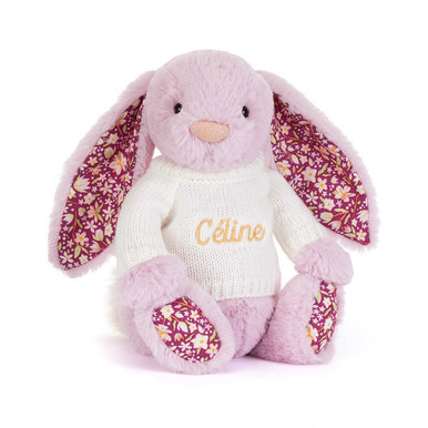 Thistlepop Blossom Luxe Bunny with Personalized Cream Jumper | Jellycat US