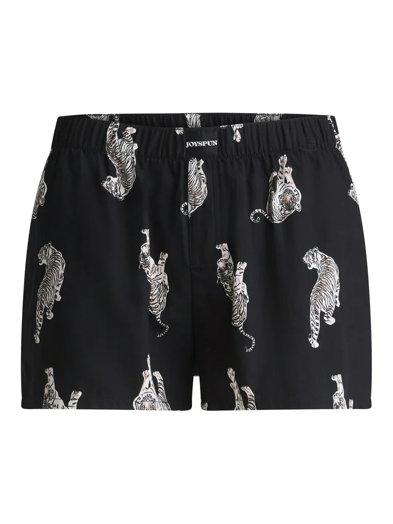 Joyspun Women's Woven Pajama Boxer Shorts, 3'' Inseam, Sizes XS-3X | Walmart (US)