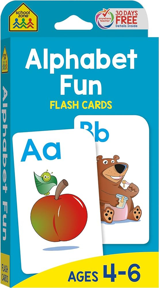 School Zone Alphabet Fun Flash Cards: 56 Cards, Preschool, Kindergarten, ABCs, Uppercase and Lowe... | Amazon (US)