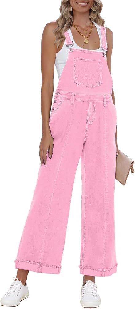 Vetinee Womens Overalls Denim Loose Fit Wide Leg Bib Stretch Baggy Jeans Jumpsuit Y2K Comfy | Amazon (US)