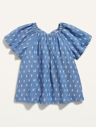Short-Sleeve Tie-Back Matching Print Top for Toddler Girls | Old Navy (US)