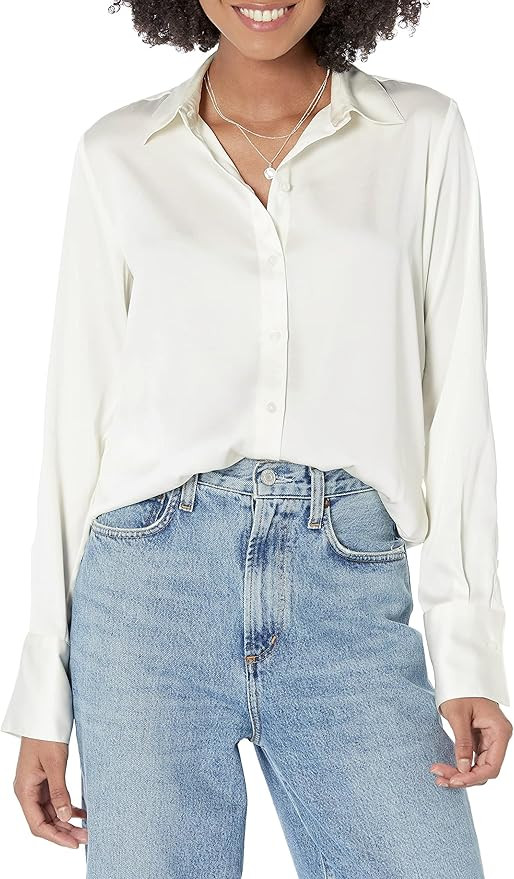Amazon Essentials Women's Regular-Fit Satin Button Down Blouse (Available in Plus Size) | Amazon (US)