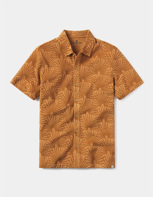 The Normal Brand Towel Terry Button Down Shirt - Brown - XL | Verishop