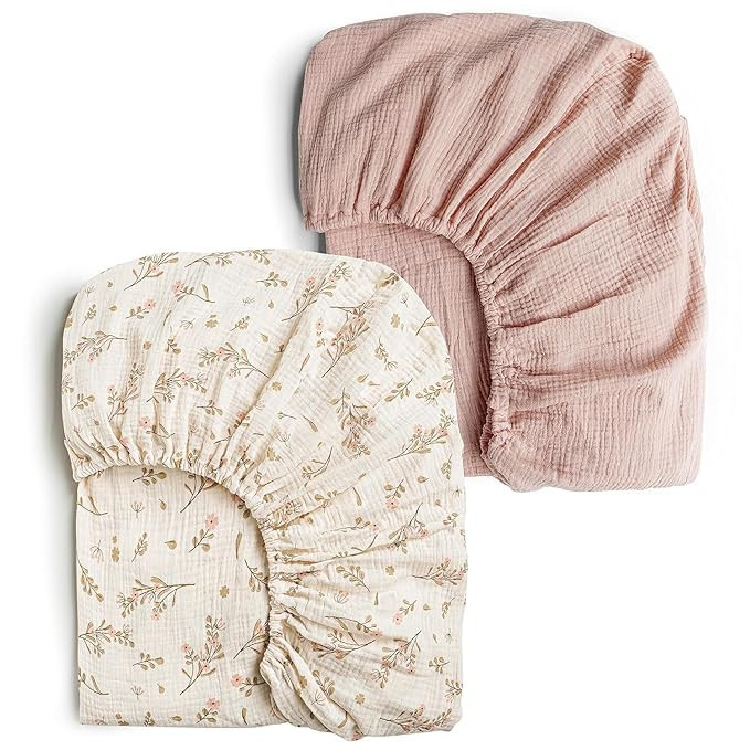 Konssy Muslin Crib Sheets for Girl Boy, 2 PCS Soft and Breathable Cotton Baby Sheets for Standard... | Amazon (US)