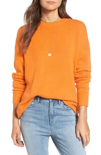 Women's Treasure & Bond X Something Navy Crewneck Sweater, Size Small - Orange | Nordstrom
