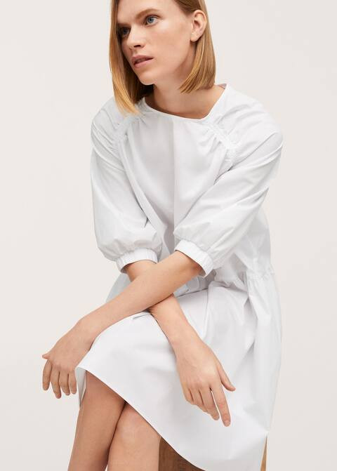 Puffed sleeves cotton dress | MANGO (US)