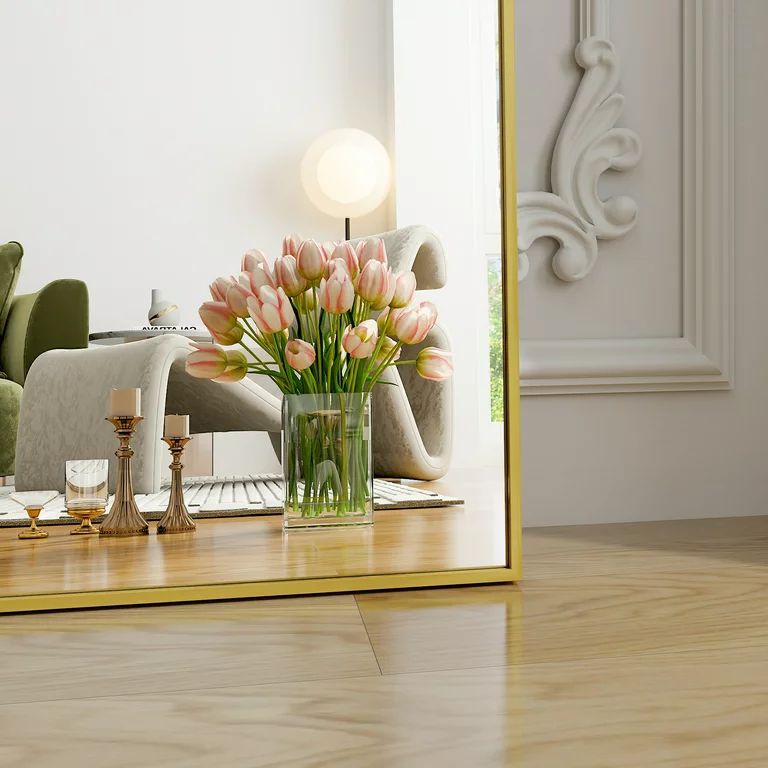 BEAUTYPEAK 76"x34" Arch Full Length Mirror Oversized Floor Mirrors for Standing Leaning, Gold | Walmart (US)