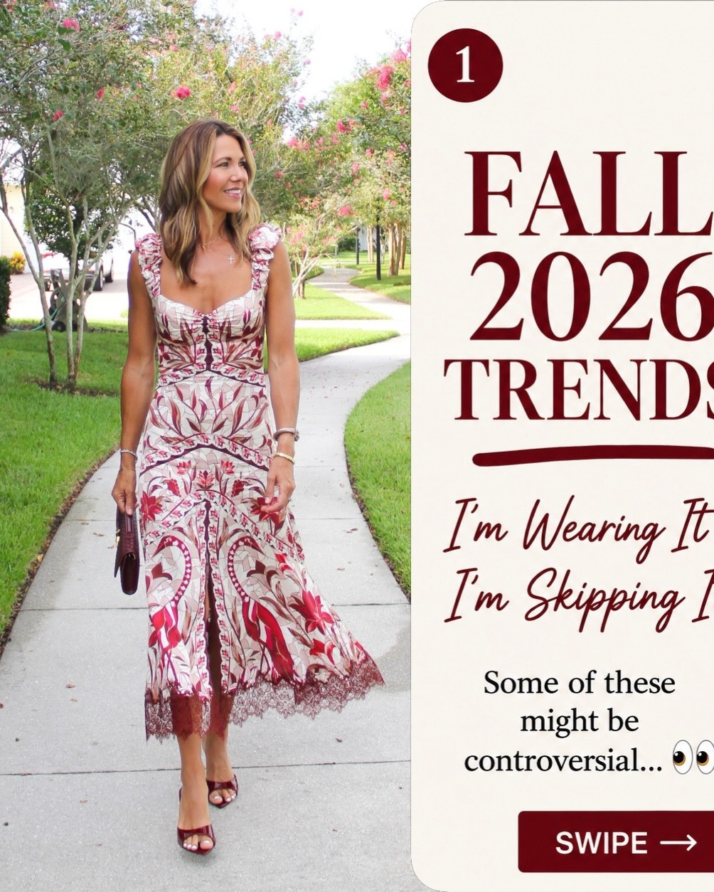 C0mment TRENDS to shop what I’m wearing OR skipping for Fall 2026 — tell me which trend you are most excited about 🍂

Yeasss to these lines!! So so flattering — all about giving yourself a waistline! C0mment TRENDS to shop

Purple + Chocolate Brown 🔥 — what do you think of this color match up??

C0mment TRENDS to shop

Nope can’t do it!! Why make yourself look bigger than you are??? Will never understand this trend! 

Here for it! And this Amazon cropped shirt jacket is so good! C0mment TRENDS to shop

In small doses its perfection — but if you have lace, don’t make it see through as you don’t want the lingerie feel

C0mment TRENDS to shop

Yes and yes! C0mment TRENDS to shop

Always here for and always love a good animal print! Love to see we are going beyond the leopard print this fall too! 

C0mment TRENDS to shop

All about wearing my jewelry every day to even dress up a white tee and jeans — I have so many new favorites to share with you. C0mment TRENDS to shop

Cannot wait for my brooch era to start! 

Tell which are you most excited about???