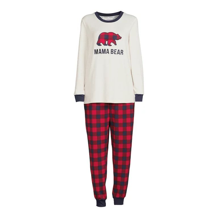 Dearfoams Women's Long Sleeve Top and Pants Matching Family Pajamas, 2-Piece Set - Walmart.com | Walmart (US)