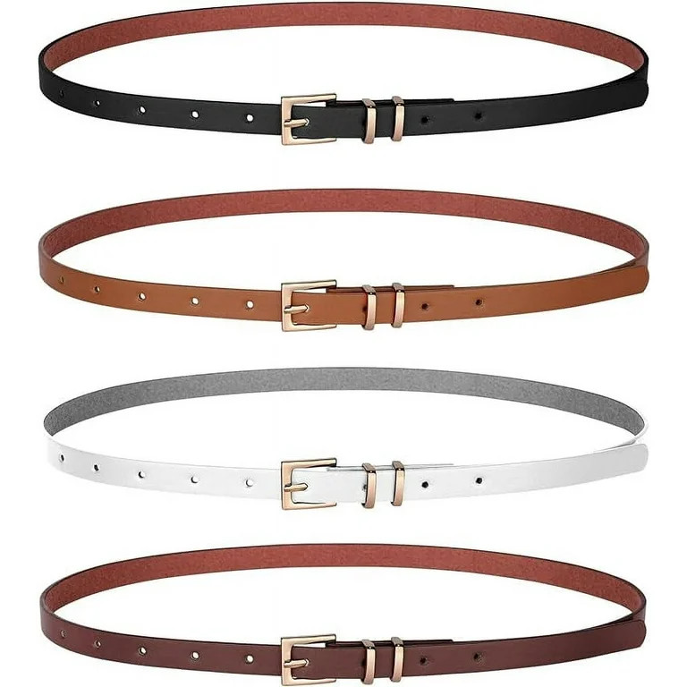 Women Skinny Leather Belt,Thin Waist Belt for Dresses Pants Jeans | Walmart (US)