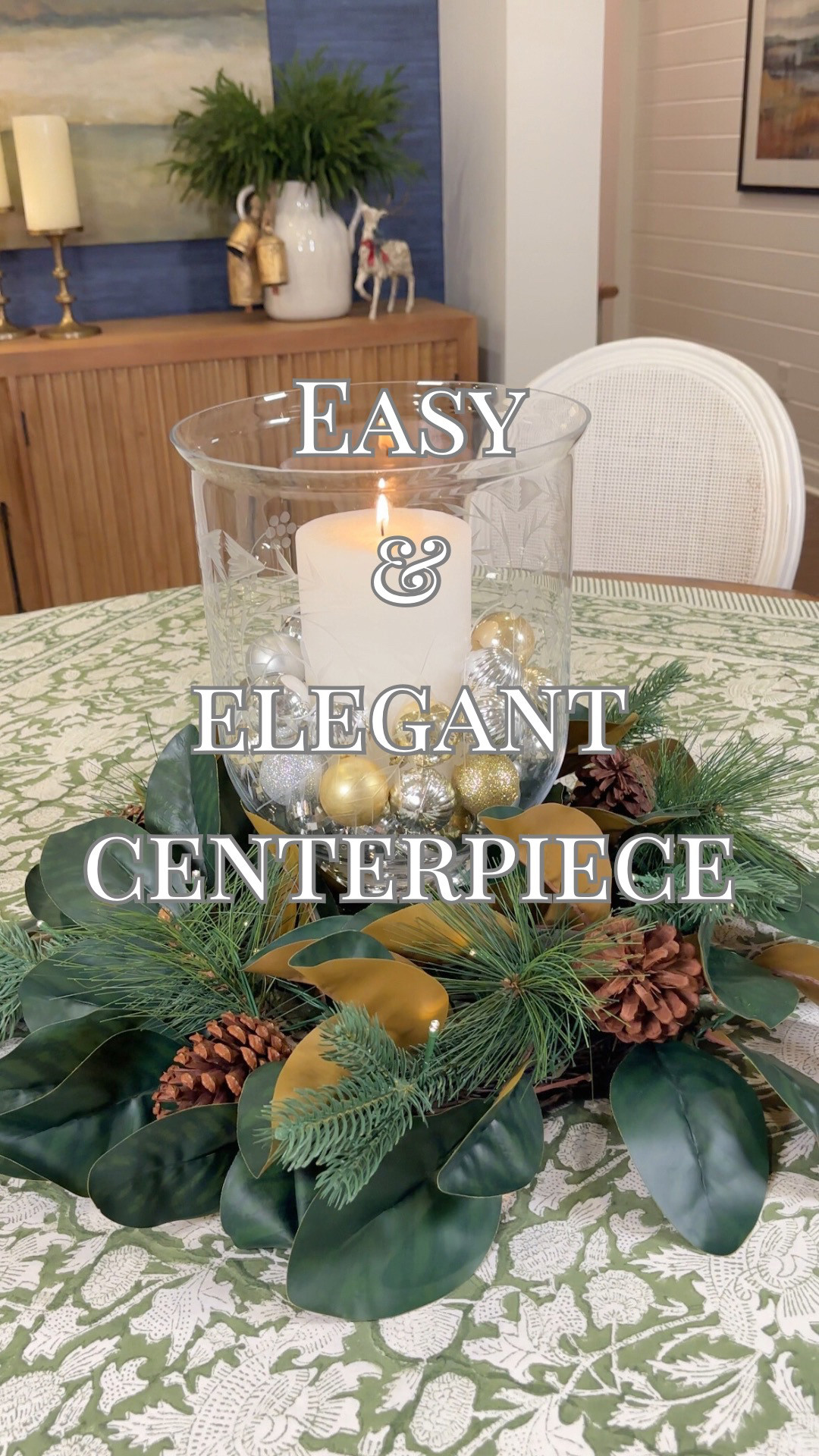 Easy & Elegant Centerpiece.  Classic magnolia pairs with a crystal hurricane for an elegant centerpiece that looks amazing.  

 

#LTKHoliday #LTKSeasonal #LTKHome