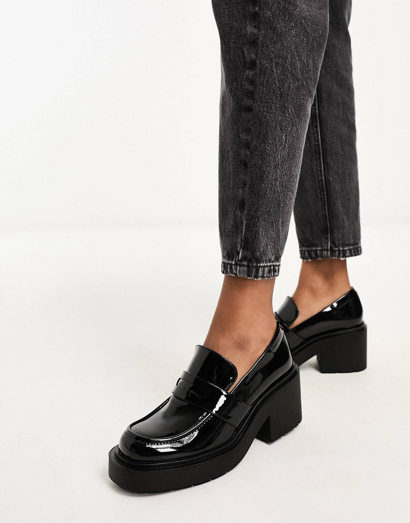 Monki platform heeled loafers in black | ASOS (Global)