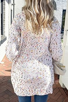 SELINK Women's Cardigan Sweater Casual Confetti Rib Knit Long Sleeve Cardigan Daily Outwear | Amazon (US)