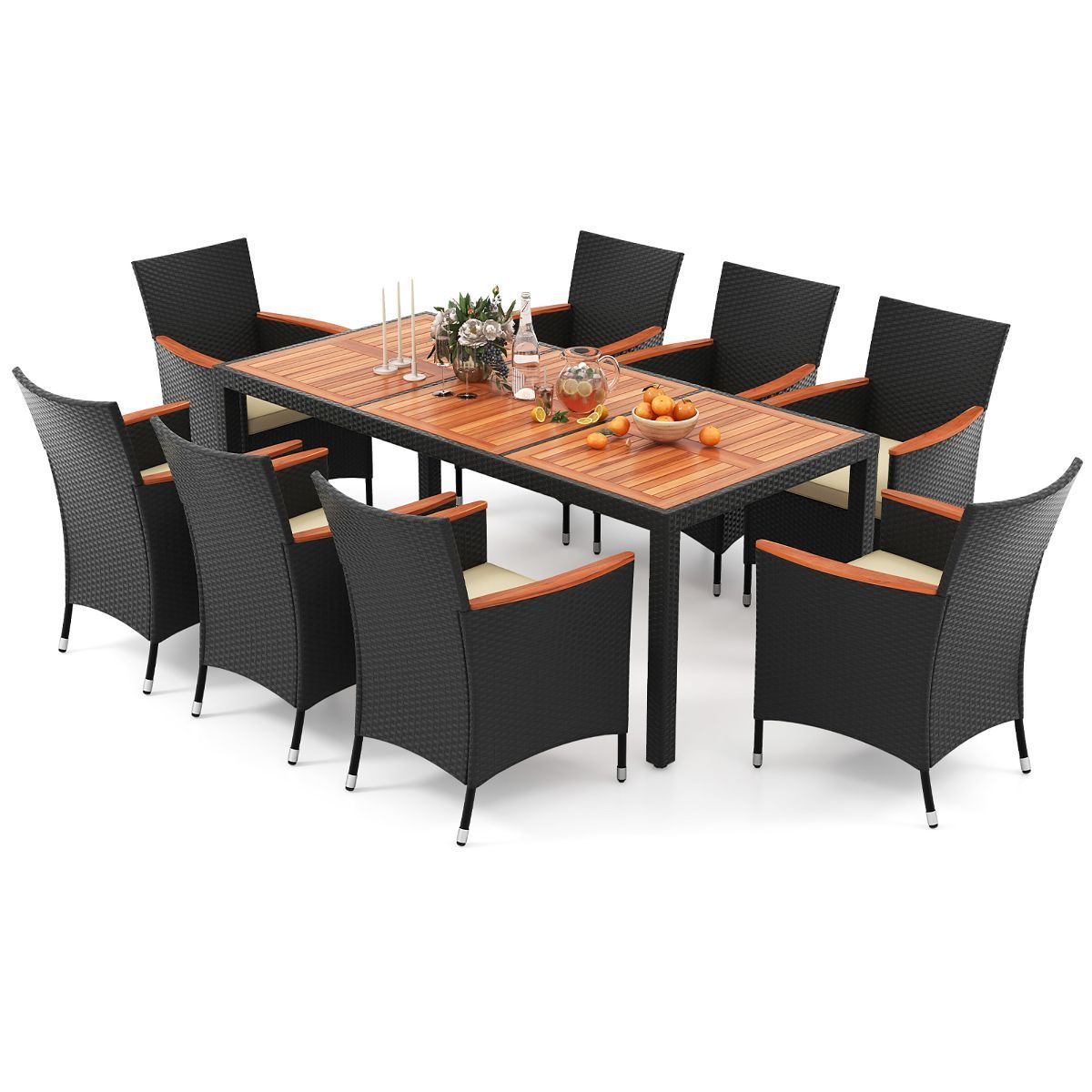 Tangkula 9 PCS Patio Dining Set for 8 Large Conversation Set w/ Umbrella Hole Seat Cushion | Target