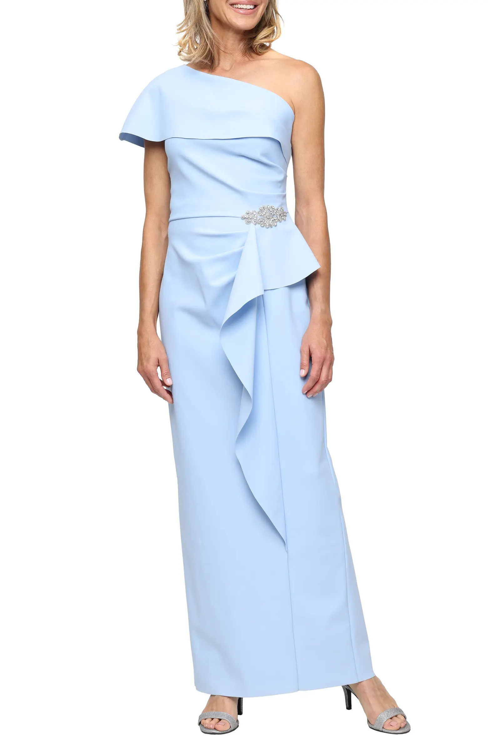 Crystal Detail One-Shoulder Contour Gown | Nordstrom