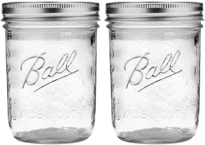 Ball Wide Mouth Pint Mason Jars with Lids & Bands | 16-oz | 2-Pack | Amazon (US)