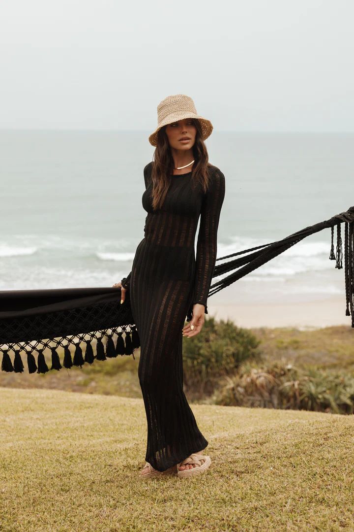 Jaye Long Sleeve Maxi Dress - Black | Petal & Pup (US)