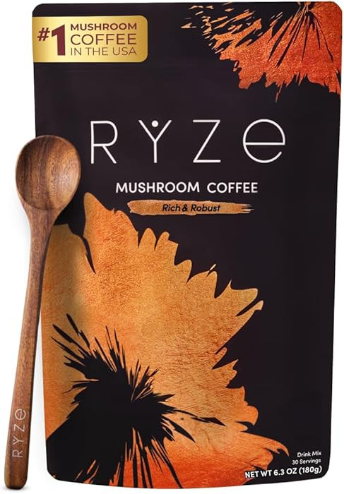 RYZE SUPERFOODS Mushroom Coffee Dark Roast, 6 Adaptogenic Mushrooms & Prebiotic Blend, Instant Co... | Amazon (US)