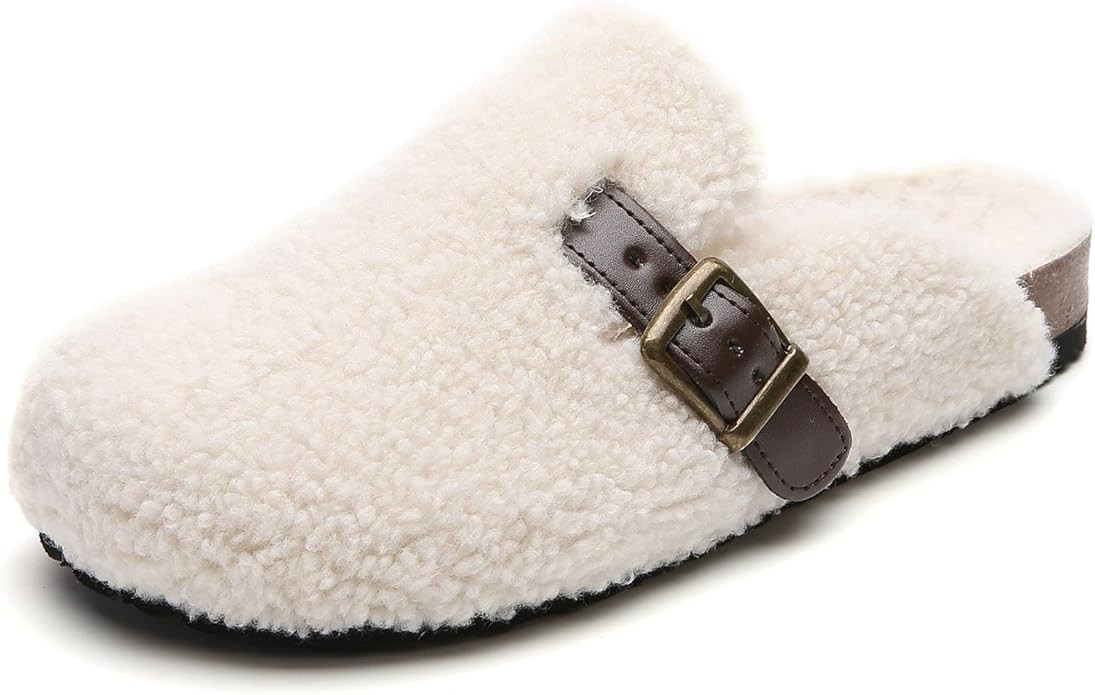 Tilocow Women's Suede Clogs Comfortable Fuzzy Cork Footbed Mules Slip On Winter Clogs | Amazon (US)