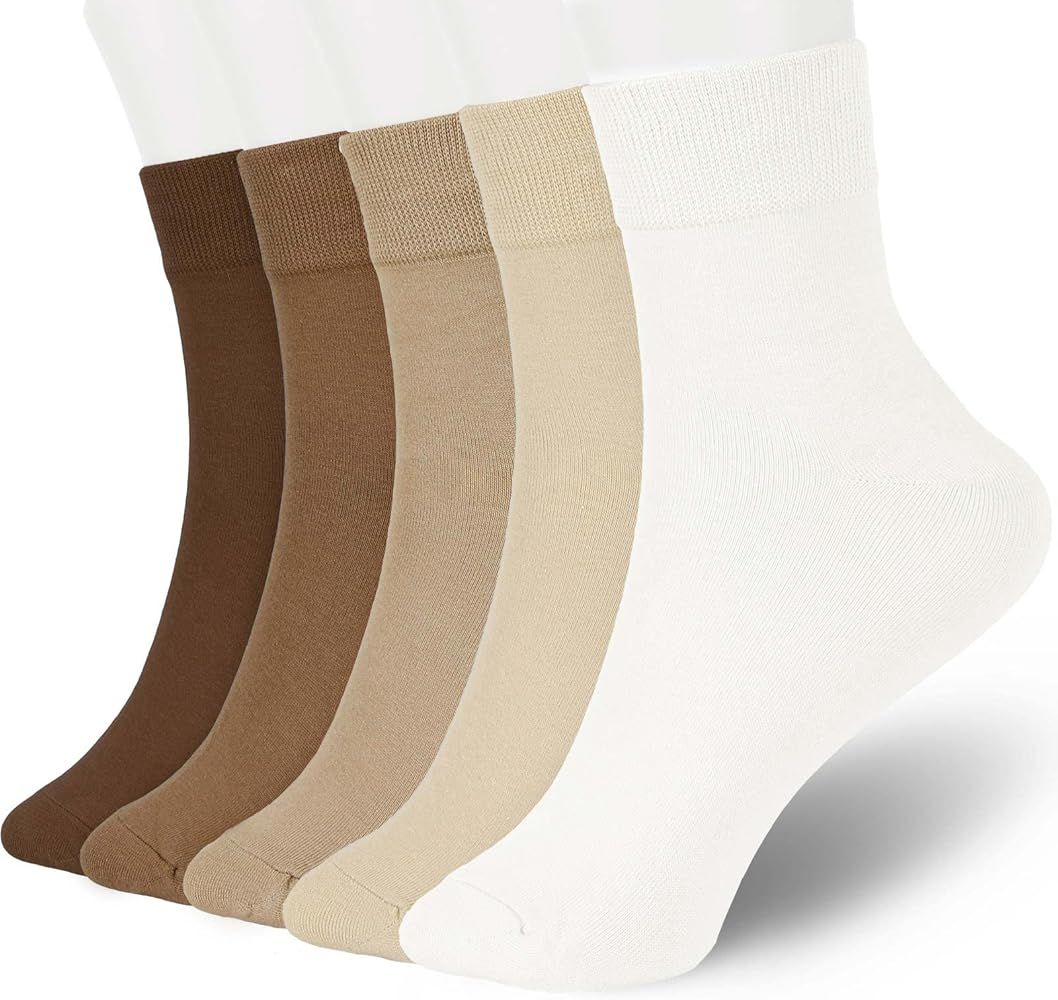 Women Thin Cotton Socks, Soft Cotton Socks Women Above Ankle Crew Socks 5 Pairs | Amazon (US)