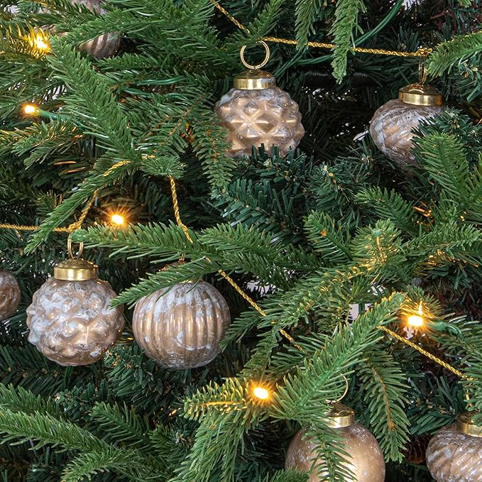 Creative Co-Op Embossed Mercury Glass Ball Ornament Garland, Marbled Taupe (72 Inch) | Amazon (US)