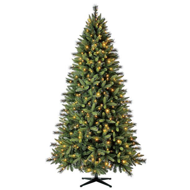 Holiday Time Pre-Lit Cameron Pine Artificial Christmas Tree, Color-Changing LED Lights, 7.5' - Wa... | Walmart (US)