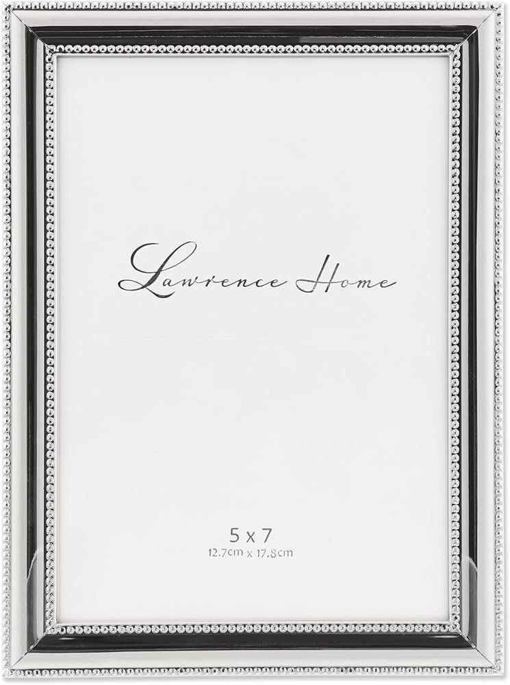 Lawrence Frames 510757 Metal Picture Frame Silver-Plate with Delicate Beading, 5 by 7-Inch | Amazon (US)