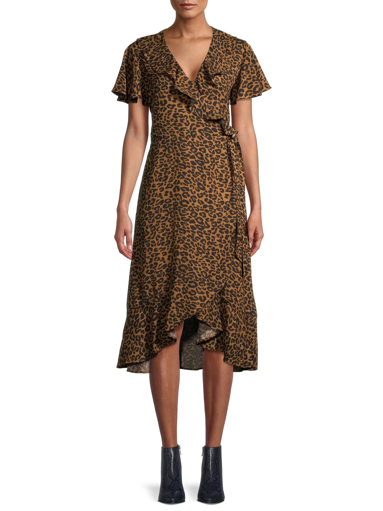 Time and Tru Women's Ruffle Midi Dress | Walmart (US)