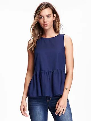 Old Navy Chambray Peplum Tank For Women Size L - Dark chambray | Old Navy US