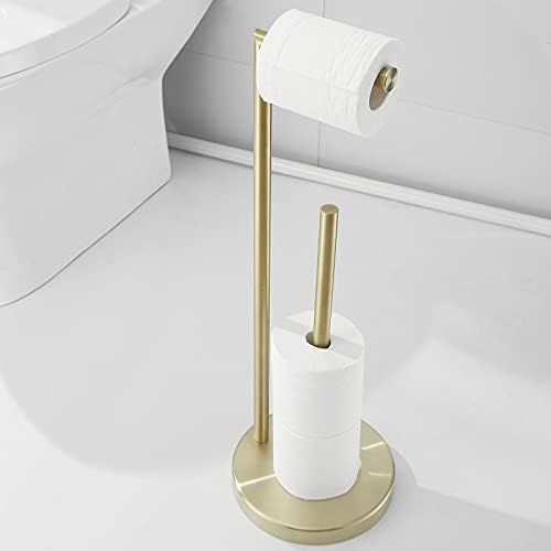 Toilet Paper Roll Holder Stand, NEWRAIN Bathroom Free Standing Toilet Tissue Paper Roll Holder Stand | Amazon (US)