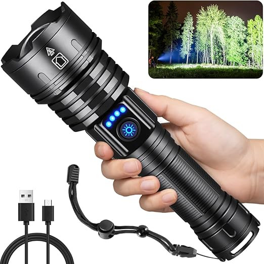 Flashlights High Lumens Rechargeable, 990000LM Super Bright Flashlight, Adjustable Tactical Flash... | Amazon (US)