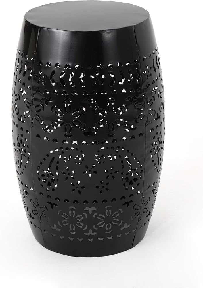 Christopher Knight Home Apollos Indoor Lace Cut Iron Accent Table, Black | Amazon (US)