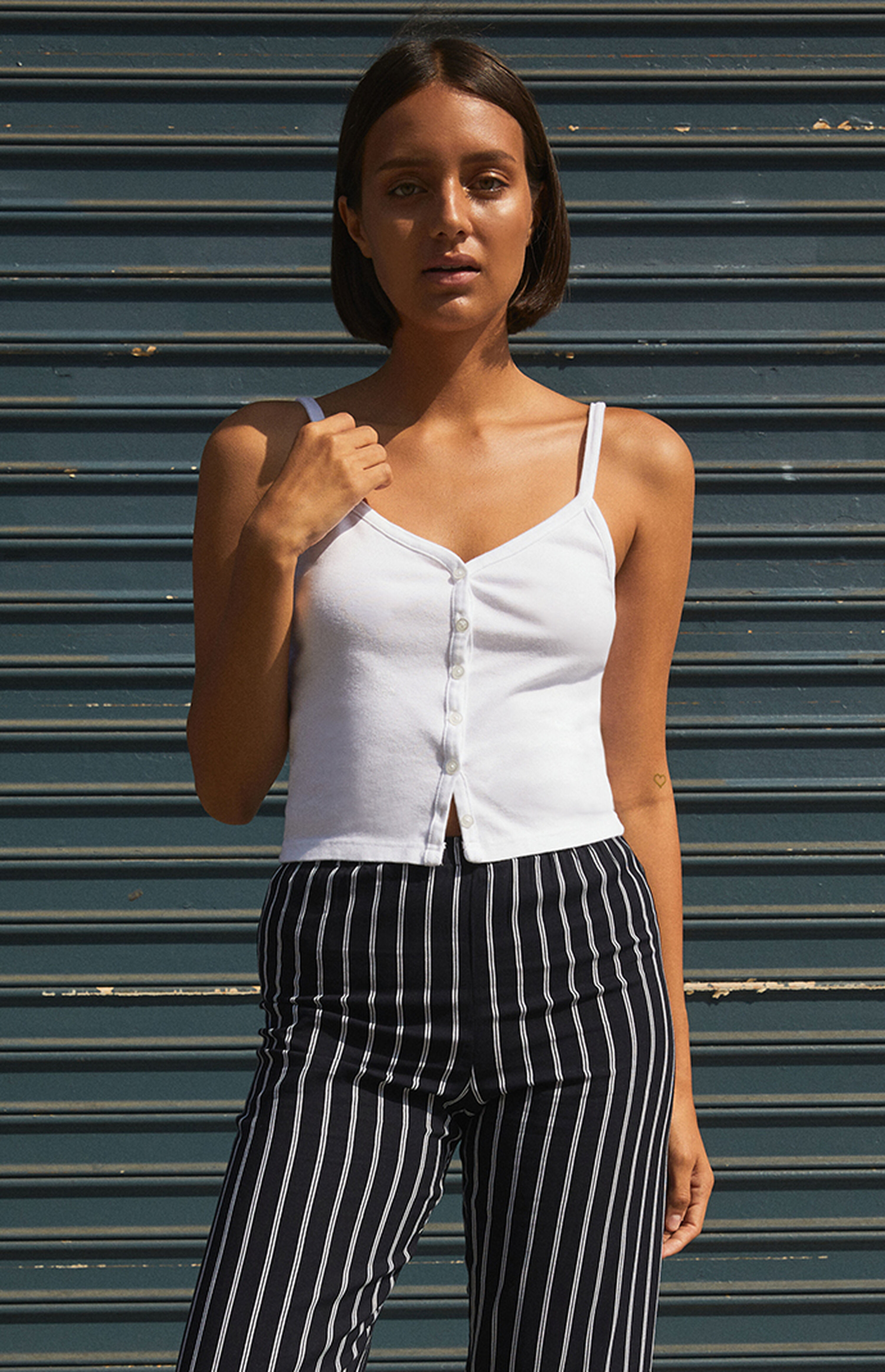 John Galt White Zelly Button Tank Top | PacSun