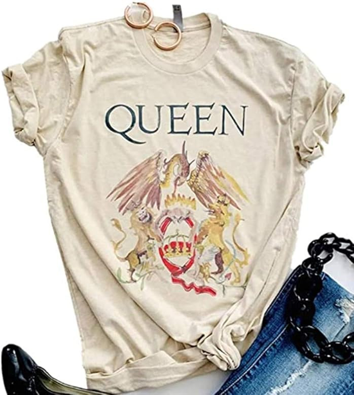 Women Vintage Rock Band T Shirt Fashion Musical Tees Graphic Short Sleeve Casual Tops | Amazon (US)