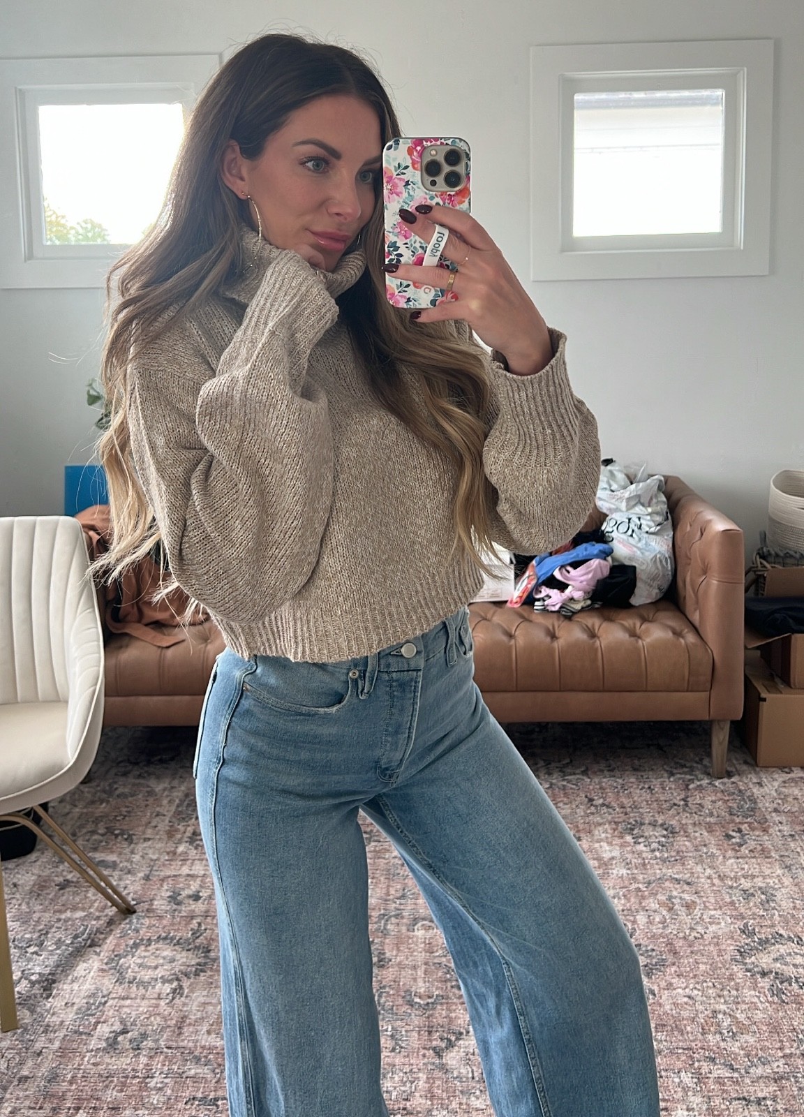Cream sweater - small
Jeans - in the 2 

#LTKunder100 #LTKHoliday #LTKSeasonal