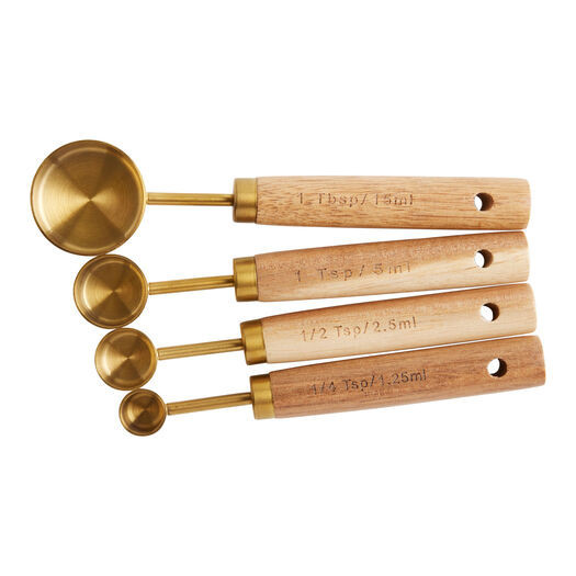 Gold Metal and Wood Nesting Measuring Spoons by World Market | World Market