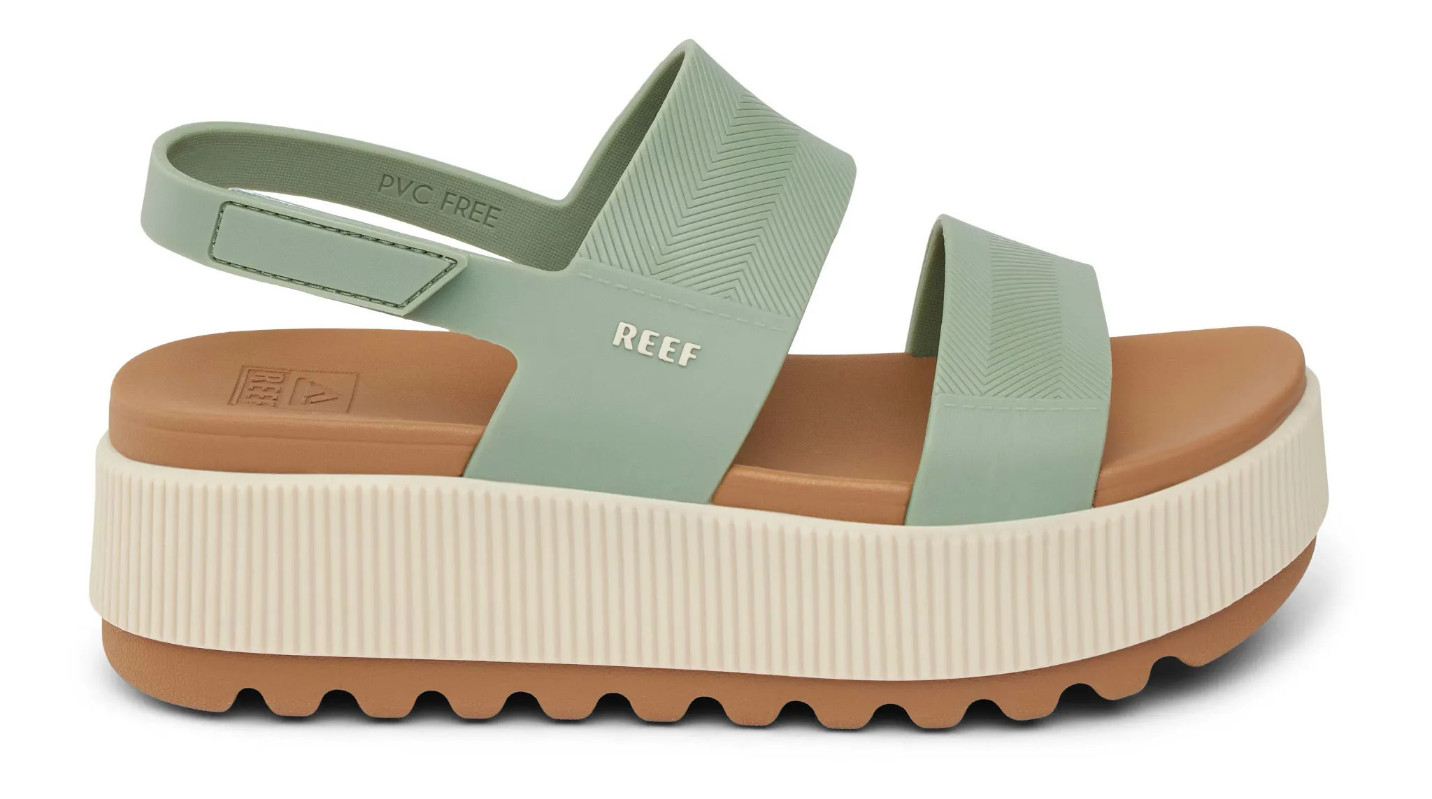 Women's Reef® Water Vista Higher :: The extra pair you take on vacation. The Water Vista Higher is an elevated platform sandal with unexpected water-friendly properties and a lightweight feel. - Frosty, Size: 9, Medium | Footwear - Road Runner Sports | Road Runner Sports