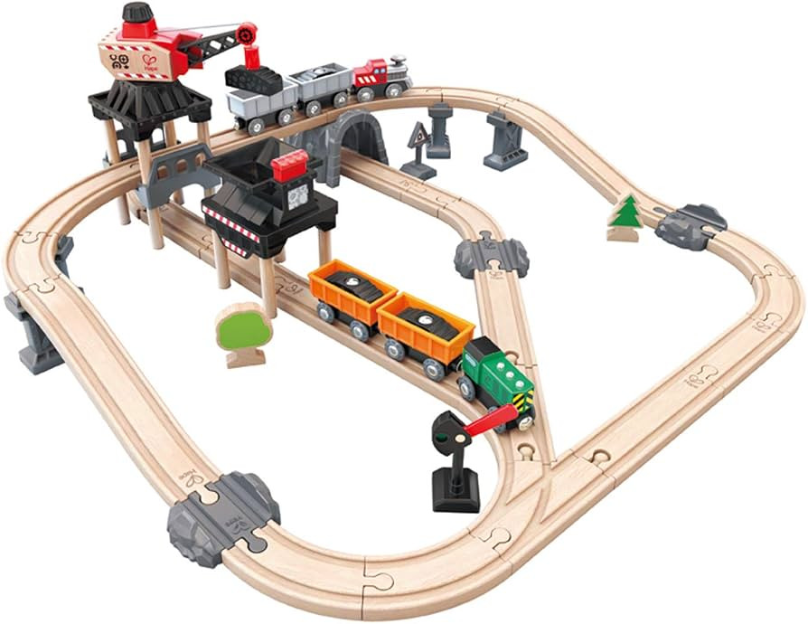 Hape Crane and Cargo Train Set | Wooden Railway Toy Set with Magnetic Crane, Button Operated Load... | Amazon (US)
