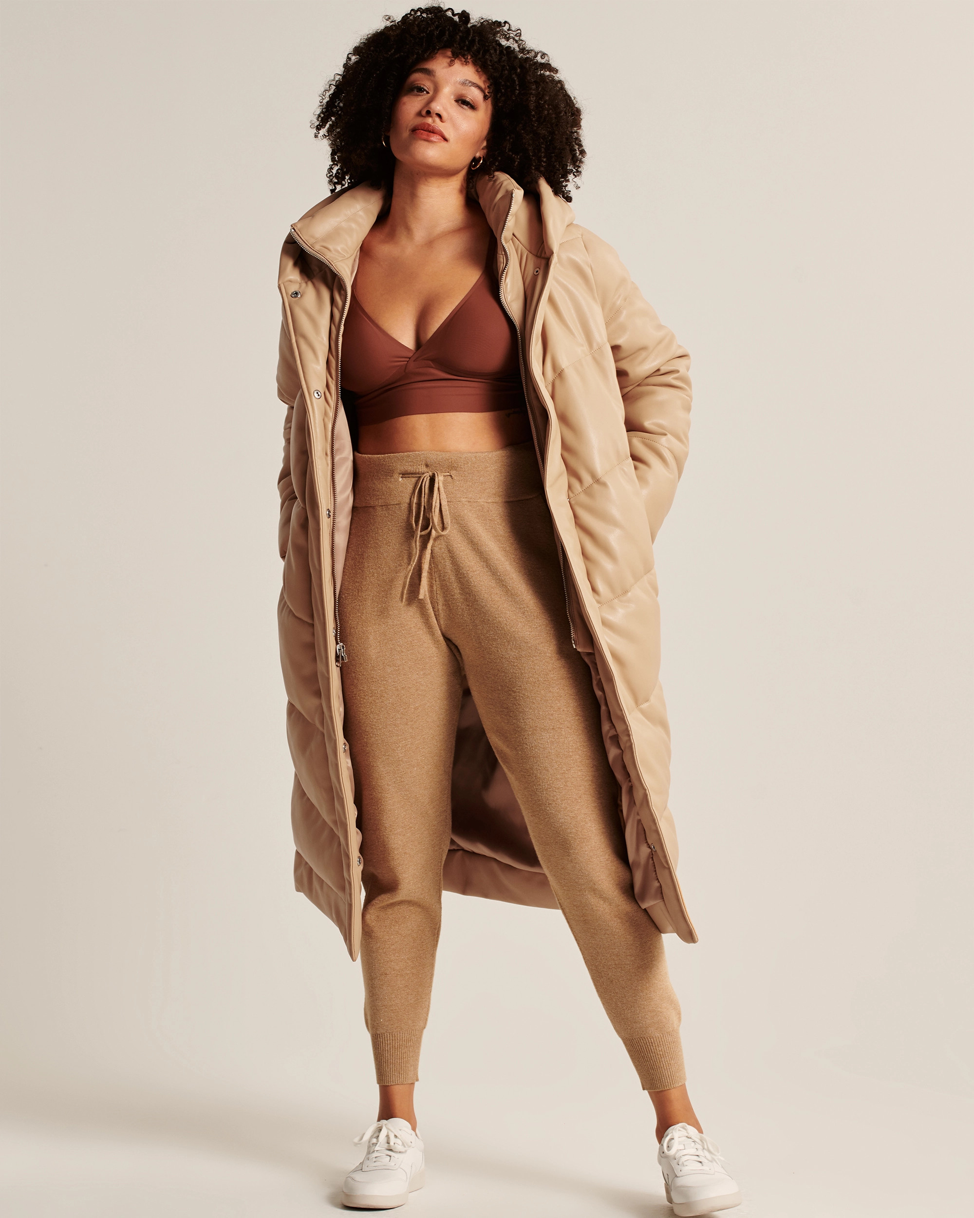 Ultra Long Vegan Leather Puffer | Abercrombie & Fitch (US)