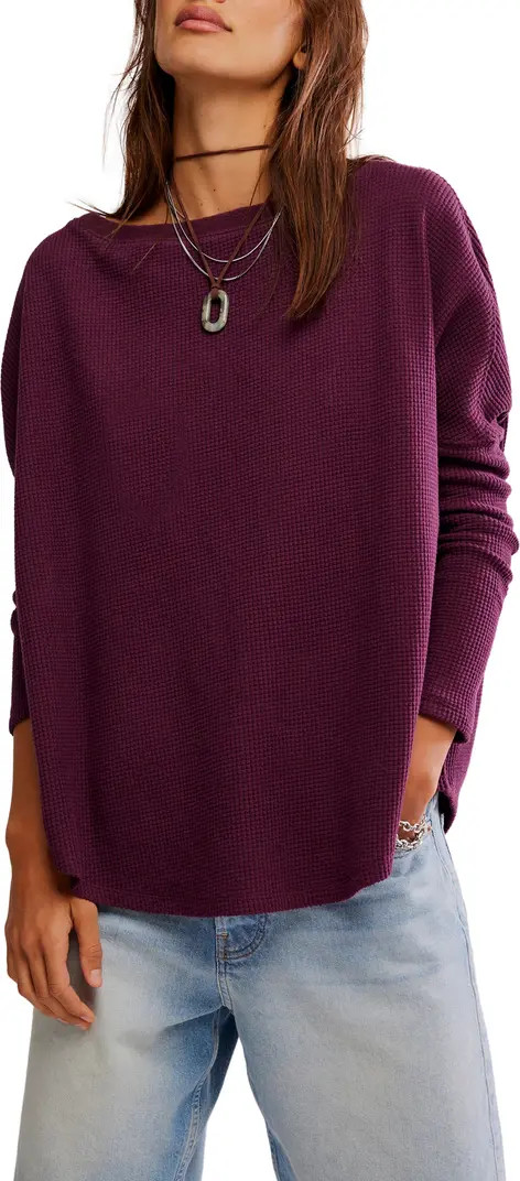 Free People Latte Blue Oversize Thermal Top | Nordstrom | Nordstrom