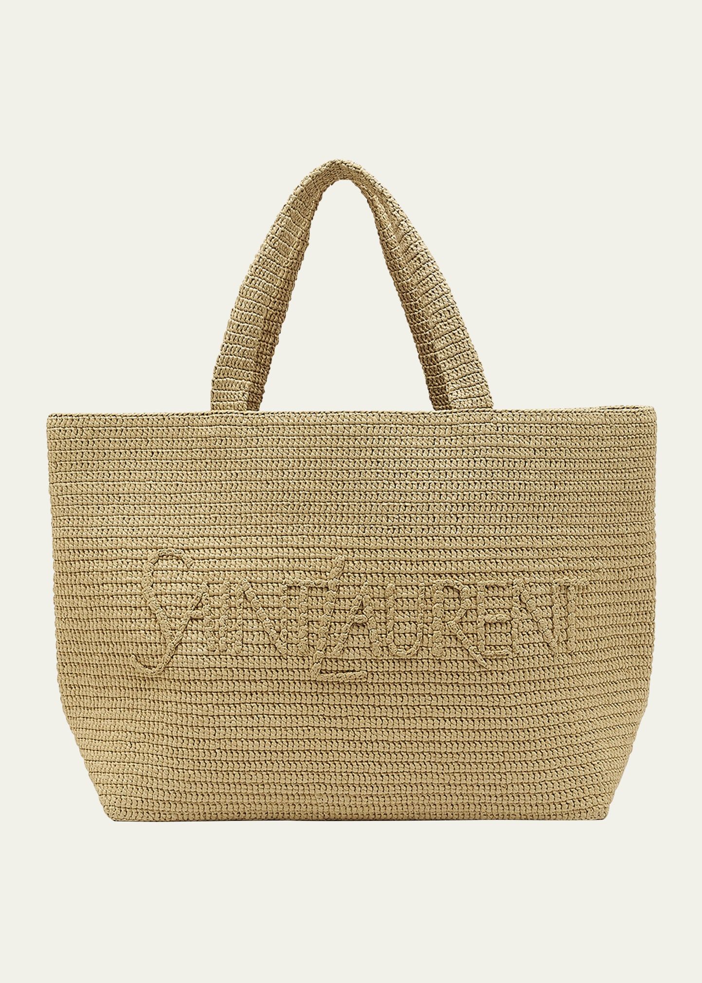 Saint Laurent East-West Logo Raffia Tote Bag | Bergdorf Goodman