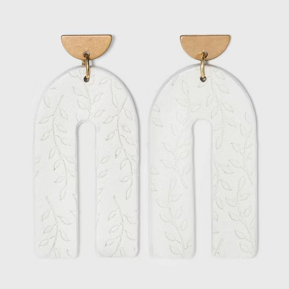 Sprayed Half Circle with Embossed Vegan Leather U Shape Drop Earrings - Universal Thread™ | Target