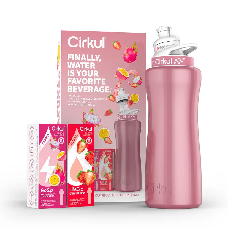 Cirkul 32oz Rose Gold Stainless Steel Water Bottle Starter Kit with Rose Gold Lid and 2 Flavor Ca... | Walmart (US)