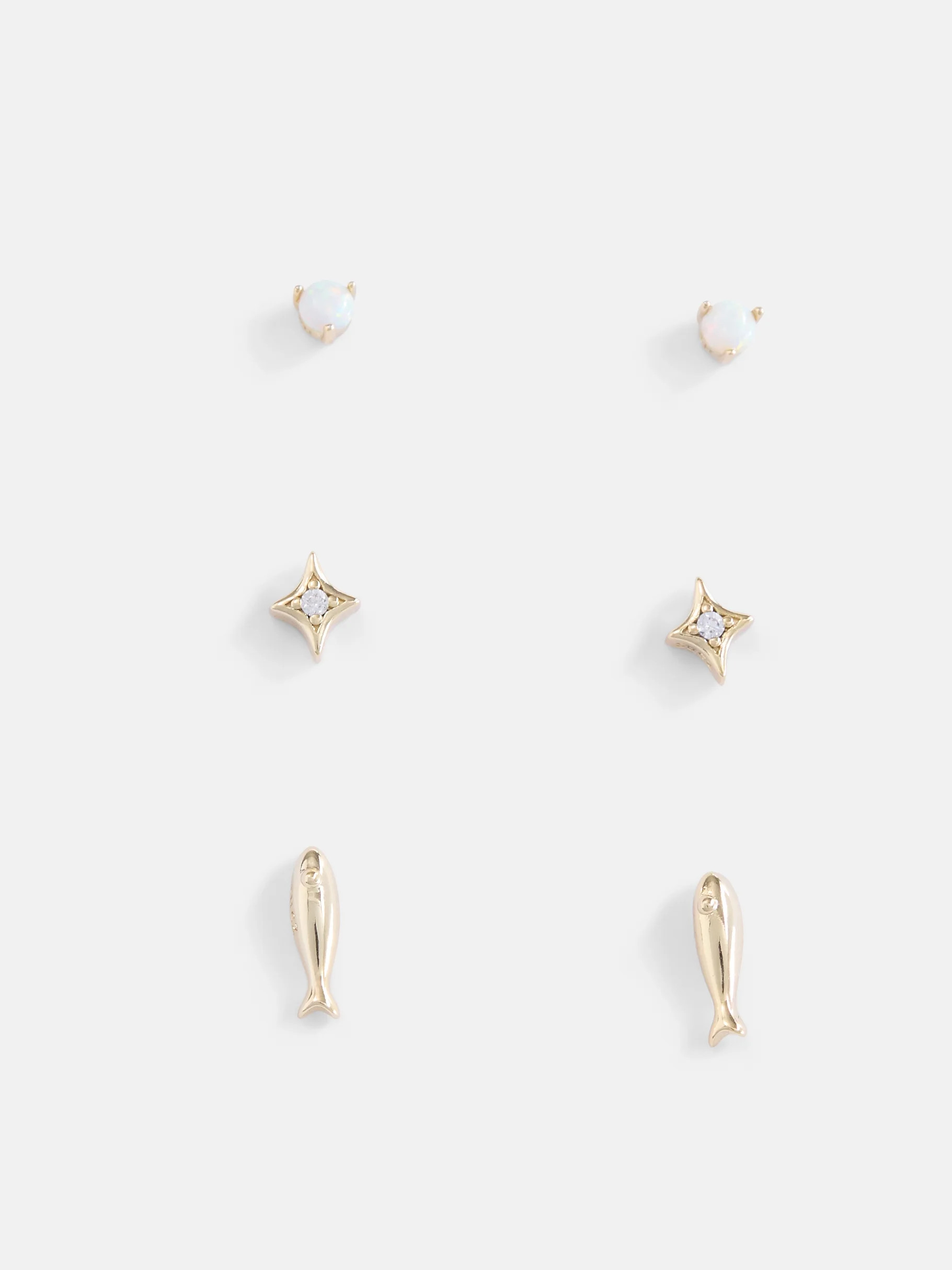 Free Assembly Women's 14K Gold Plated Cubic Zirconia and Simulated Opal Flat Back Stud Earrings S... | Walmart (US)