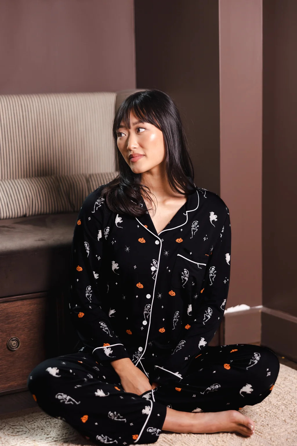 Long-Sleeved Women's Pajama Set in Halloween Friends | Kyte Baby