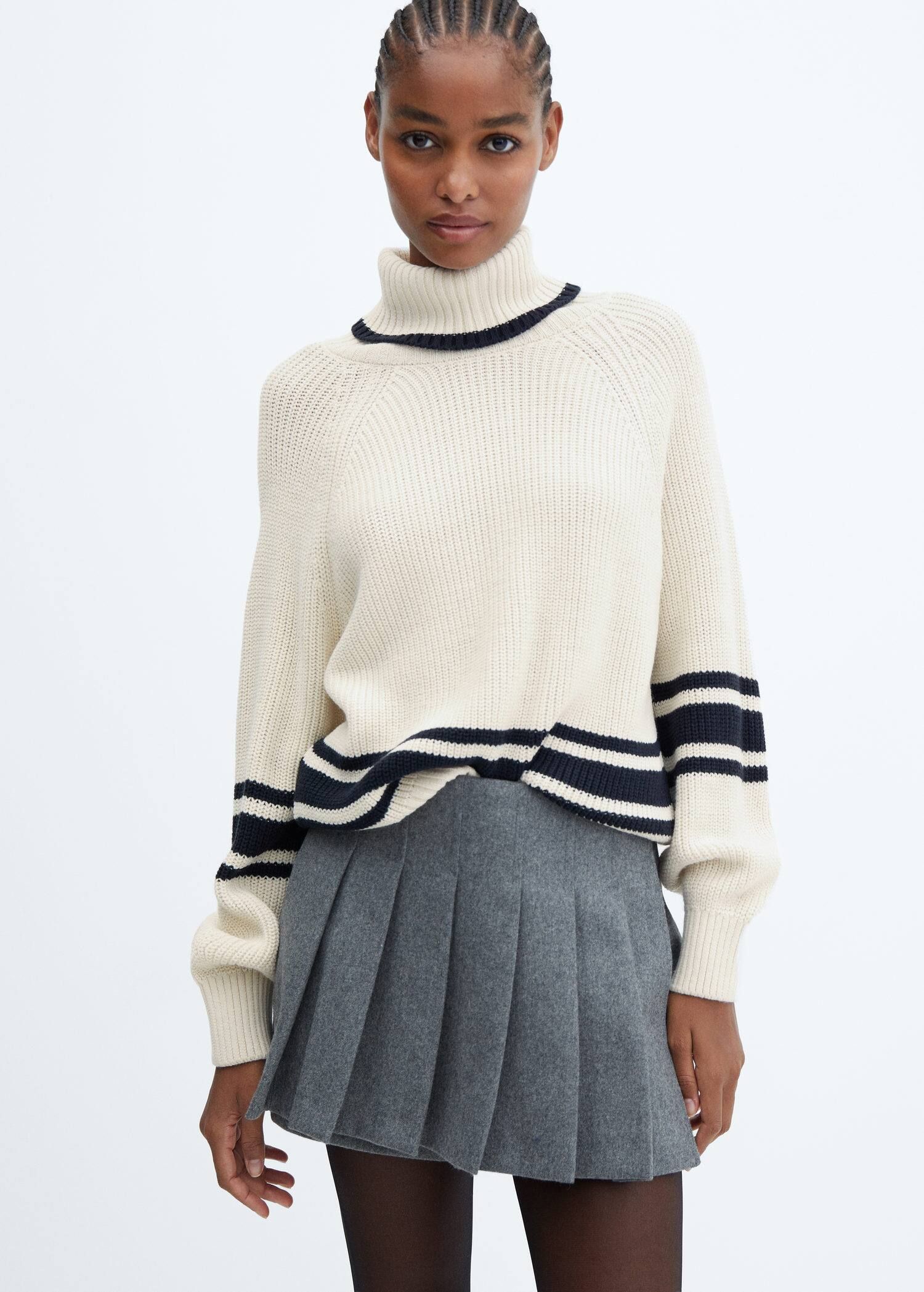 Striped turtleneck sweater -  Women | Mango USA | MANGO (US)